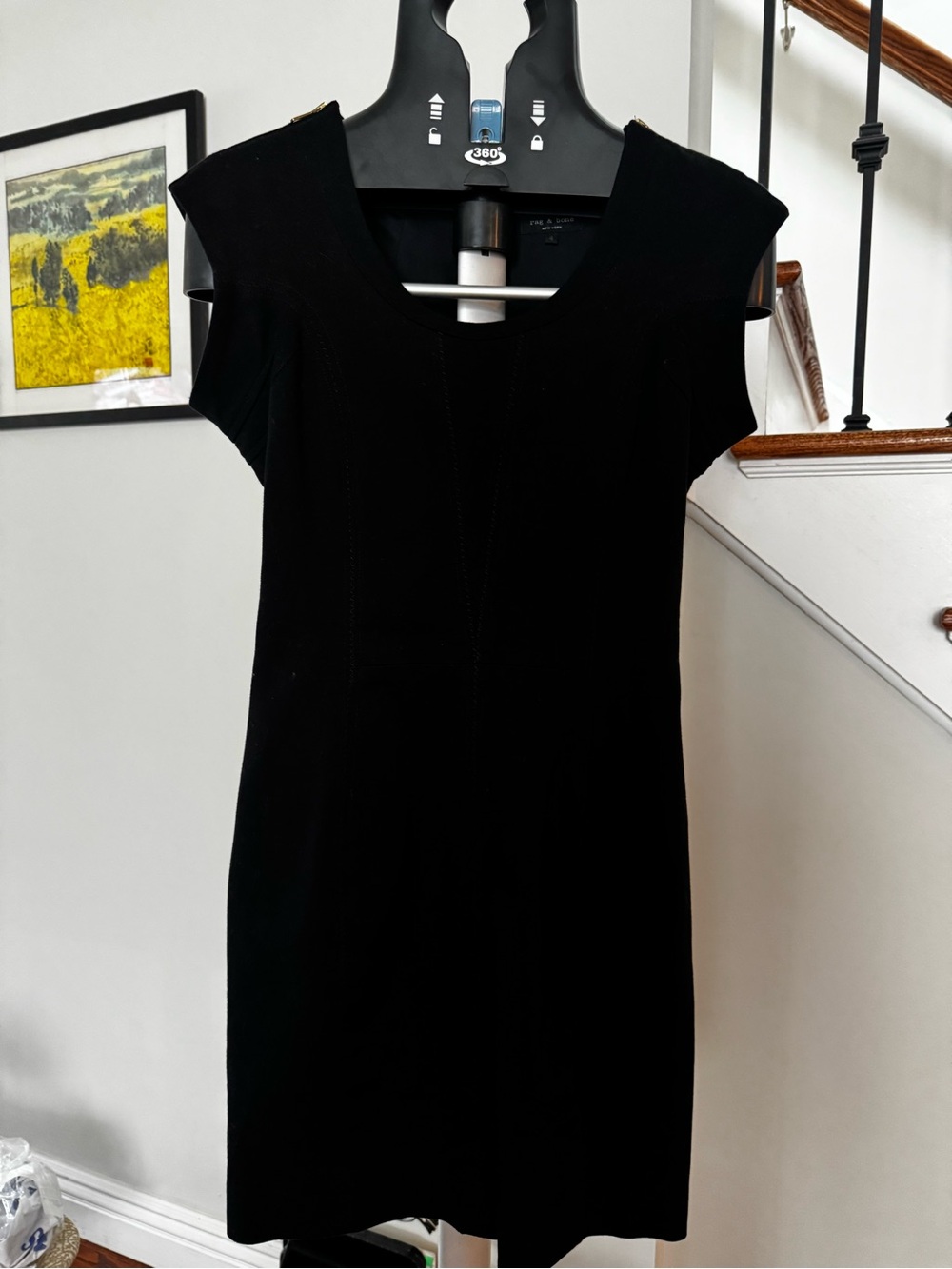 rag & bone Black Cap-Sleeve Mini Dress Size4